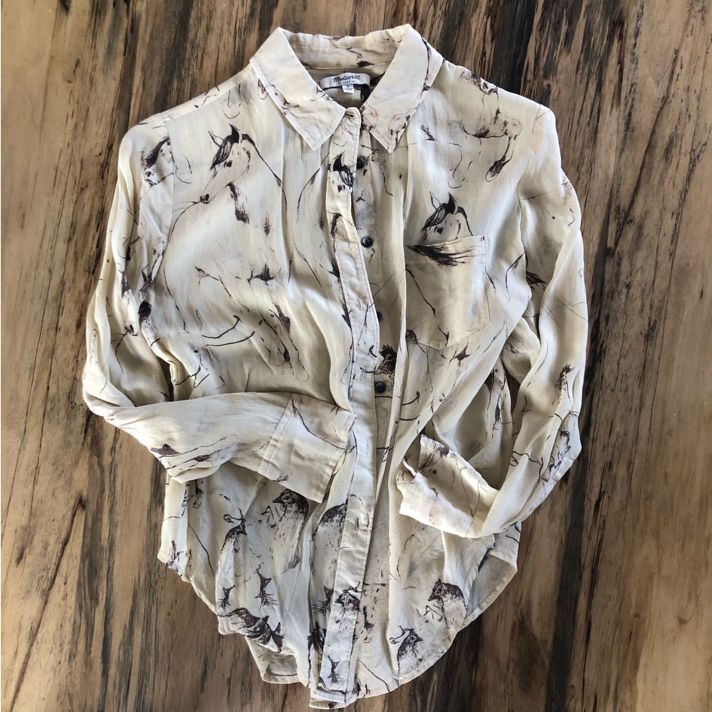 COPY - Madewell Women’s Silk Western Blouse Shirt Button Up Small